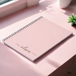 Blush Dusty Pink Modern Script Girl Monogram Name Notizblock