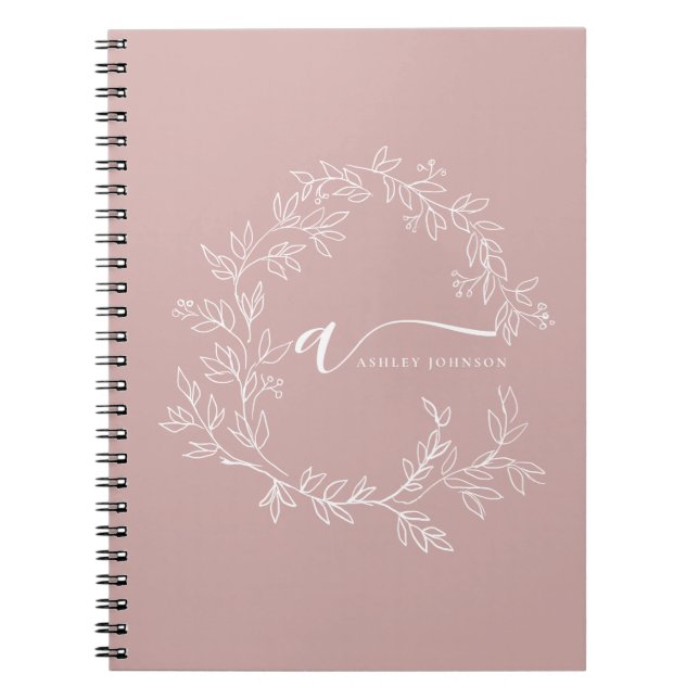 Blush Dusty Pink Modern Script Girl Monogram Name Notizblock (Vorderseite)