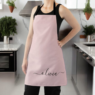 Blush Dusty Pink Modern Script Girl Monogram Name Schürze