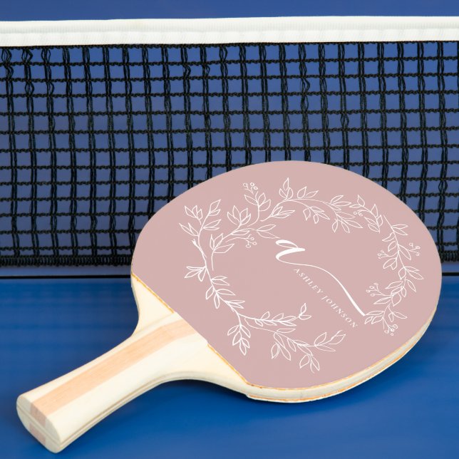 Blush Dusty Pink Modern Script Girl Monogram Name Tischtennis Schläger (InSitu)