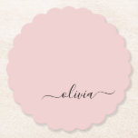 Blush Dusty Pink Modern Script Girl Monogram Name Untersetzer<br><div class="desc">Pinsel Dusty Pink einfache Script Monogram Name Paper Untersetzer. Dies macht den perfekten Abschluss,  Geburtstag,  Hochzeit,  Brautparty,  Jubiläum,  Babydusche oder Junggeselinnen-Abschied Geschenk für jemanden,  die Lieben glamourösen Luxus und schicke Stile.</div>