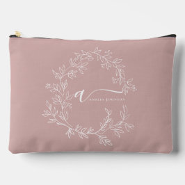 Blush Dusty Pink Monogram Name Girl's Script Zubehörtasche