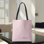 Blush Dusty Pink White Girl Script Monogram Tasche<br><div class="desc">Blush Dusty Pink Elegant Fügen Sie Ihren eigenen Namen Monogram Book Bag. Diese Büchertasche kann auf Ihren Vor- und Vornamen angepasst werden und als Geschenk für Weihnachten,  Geburtstag,  Brautparty oder Hochzeit.</div>