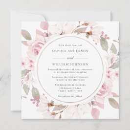 Blush Dusty Rose Blumenkraut Hochzeit Einladung