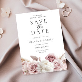 Blush & Dusty Rose Blumenzehen Save The Date