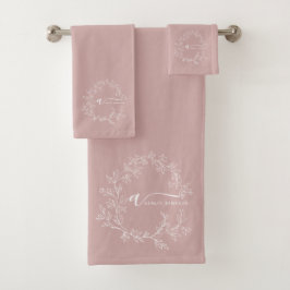 Blush Dusty Rose Écriture Moderne Féminin Monogram