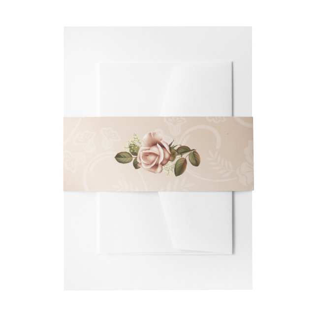 Blush Einladung Bauchband mit Rose Einladungsbanderole (Vorderseite Beispiel)