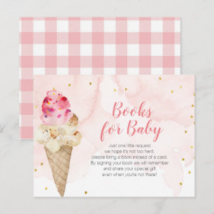 Blush Eiscreme Gold Glitter Bücher für Baby Einladungspostkarte