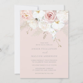 Blush Elegance: Bläserne Hochzeit in allen Jahresz Einladung