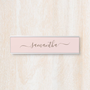 Blush Eleganter Swash Signature Name Türschild