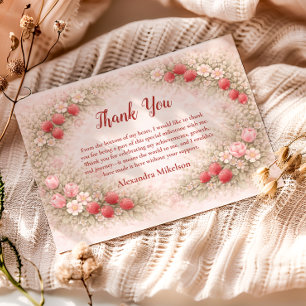 Blush Erdbeere Vintage Garten 1. Geburtstag Dankeskarte