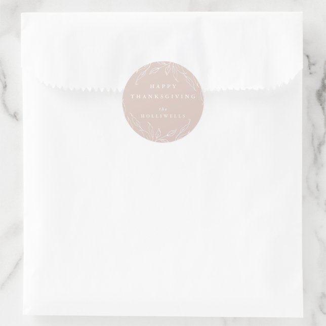 Blush-Erntedank für Benutzerdefiniertes Textleaf Runder Aufkleber (Tasche)