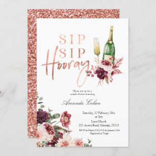 Blush et Marsala Sip Hooray Invitation