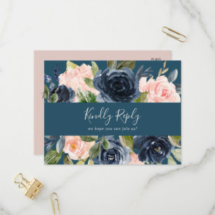 Blush et Navy   Carte postale RSVP au choix du men