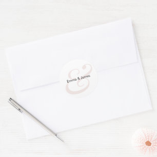 Blush-Et-Zeichen-Hochzeit Monogramm-Umschlag Runder Aufkleber