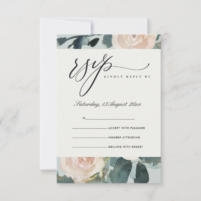 BLUSH EUCALYPTUS ROSE KRAFT GRAY WEDD RSVP (Vorderseite)