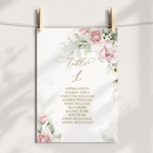 Blush & Eukalyptus Tischnummer 1 Sitzkarte