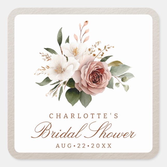 Blush Fall Floral Brautparty Gevor Sticker (Vorderseite)