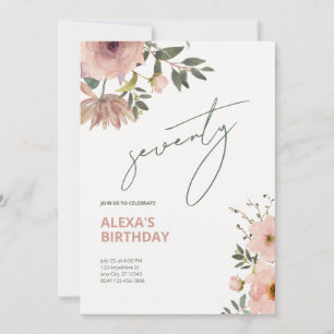Blush Feminine Floral Jubilee Geburtstag Einladung