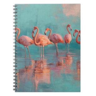 Blush Flamingos Aqua Reflektion Kunst, Dichtung un Notizblock