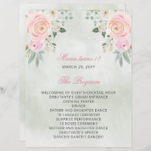 Blush Floral 18 Candles and Roses Ceremony Program