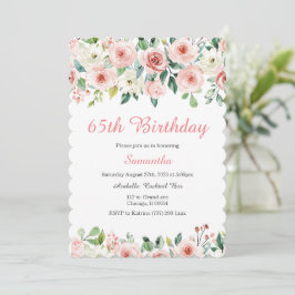 Blush Floral 65. Geburtstag Einladung