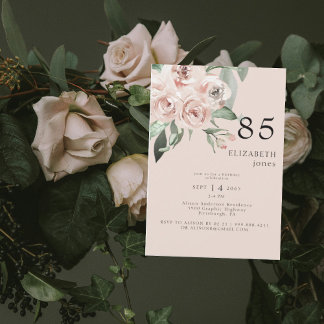 Blush Floral 85. Geburtstagsparty II Einladung