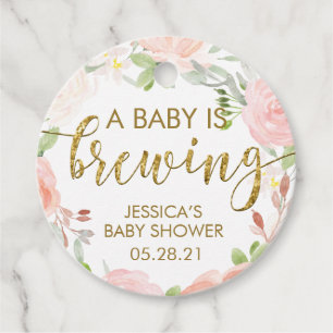 Blush Floral A Baby Brechen Round Baby Dusche Geschenkanhänger