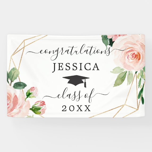 Blush Floral Abschluss Banner (Horizontal)