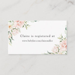 Blush Floral and Greenerity Baby Shower Registry Begleitkarte