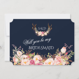 Blush Floral Antlers wirst du meine Bridesmaid sei Einladung