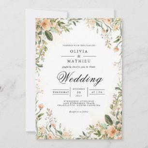 Blush Floral Archway Romance Wedding Einladung