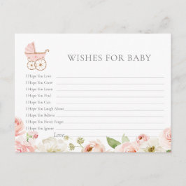 Blush Floral Baby Dusche Wünsche für Babykarte Postkarte