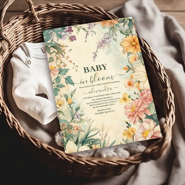 Blush Floral Baby in Bloom Baby Dusche Einladung (Von Creator hochgeladen)