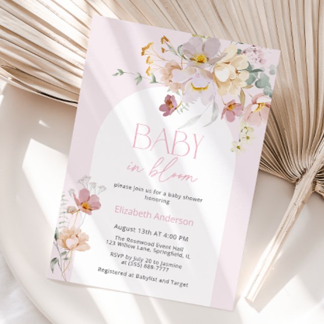 Blush Floral Baby in Bloom Baby Dusche Einladung (Von Creator hochgeladen)