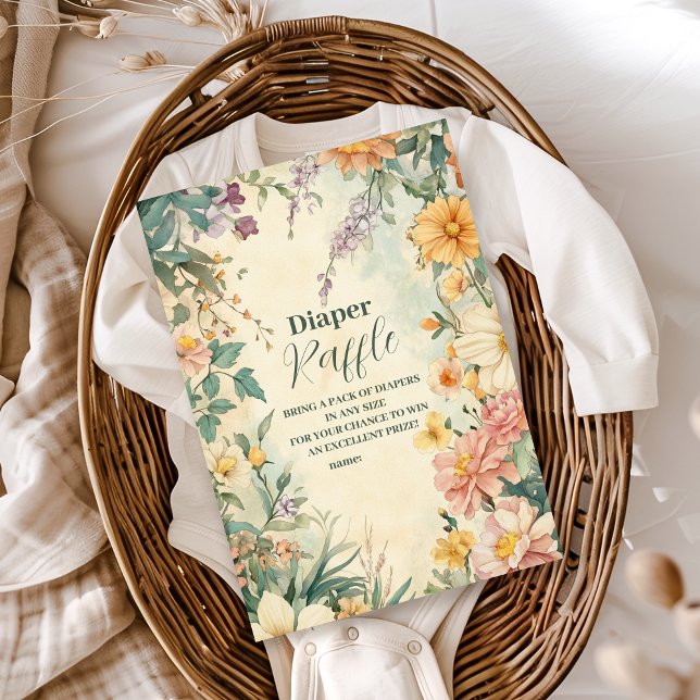 Blush Floral Baby in Bloom Diapper Raffle Begleitkarte (Von Creator hochgeladen)
