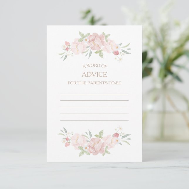 Blush Floral Baby Showcard Dankeskarte (Stehend Vorderseite)