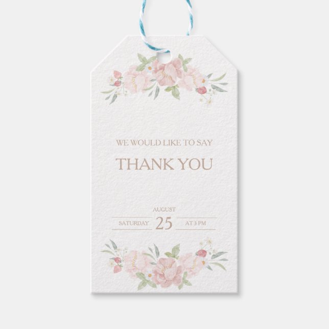 Blush Floral Baby Shower Geschenkmarken Geschenkanhänger (Vorderseite)