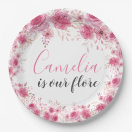 Blush Floral Baby Shower Paper Plate Pappteller