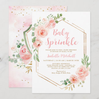 Blush Floral Baby Sprinkle Einladung
