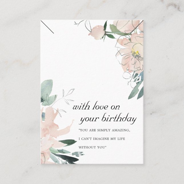 BLUSH FLORAL BIRTHDAY GIFT NECKLACE DISPLAY CARD PLATZKARTE (Vorderseite)