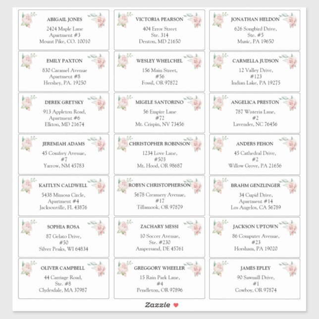 Blush Floral Blanc Mariage étiquettes de adresse i (Feuille)