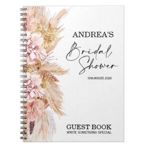Blush Floral Boho Brautparty Guest Notebook Notizblock