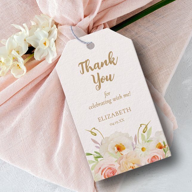 Blush Floral Brautparty Gefallen Geschenkanhänger (Blush floral bridal Shower favor gift tags)