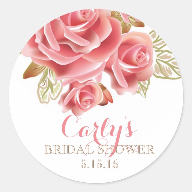 Blush Floral Brautparty Gefallen Stickers (Vorderseite)