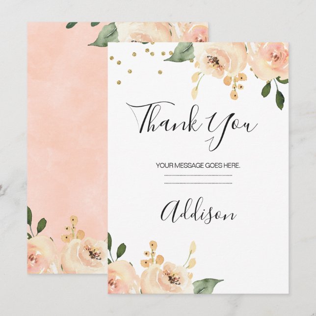 Blush Floral Bridal Vielen Dank Karte (Vorne/Hinten)