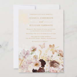 Blush Floral Butterfly Marmor Wasserfarbenhochzeit Einladung