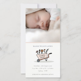 Blush Floral Cart Foto Baby Birth Ankündigung