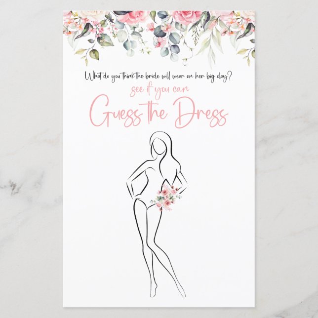 Blush Floral | Carte de jeu Devine la robe (Devant)
