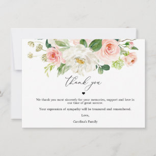 Blush Floral Celebration Of Life Merci Cartes